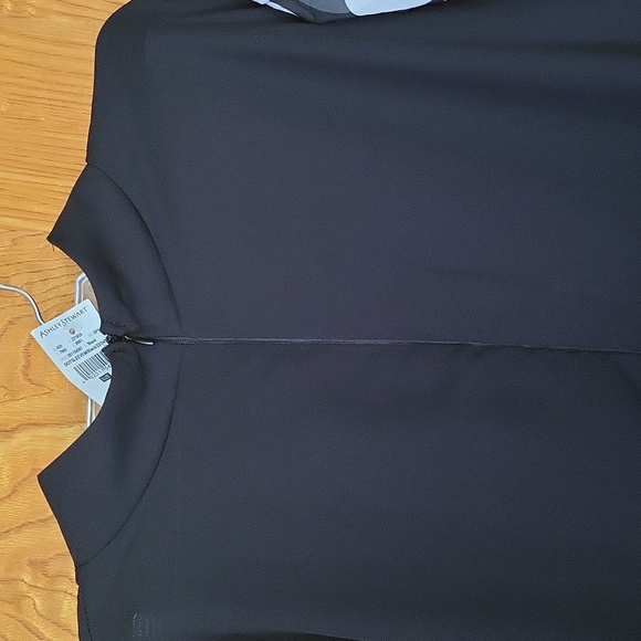 Ashley Stewart black blouse with flowing sheer black, whit and yellow sleeves - Picture 6 of 9